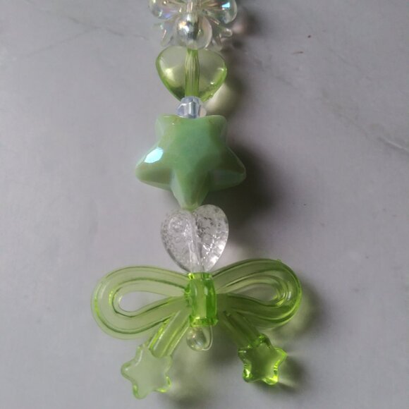 Fairycore Butterfly Star Charm Strap | Mint Green Beaded Phone & Bag Accessory - Picture 2 of 7